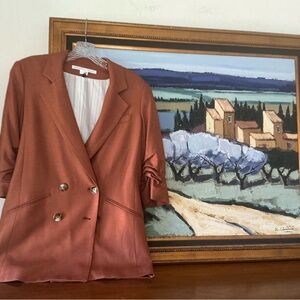 Veronica Beard Terracotta Double-Breasted Blazer